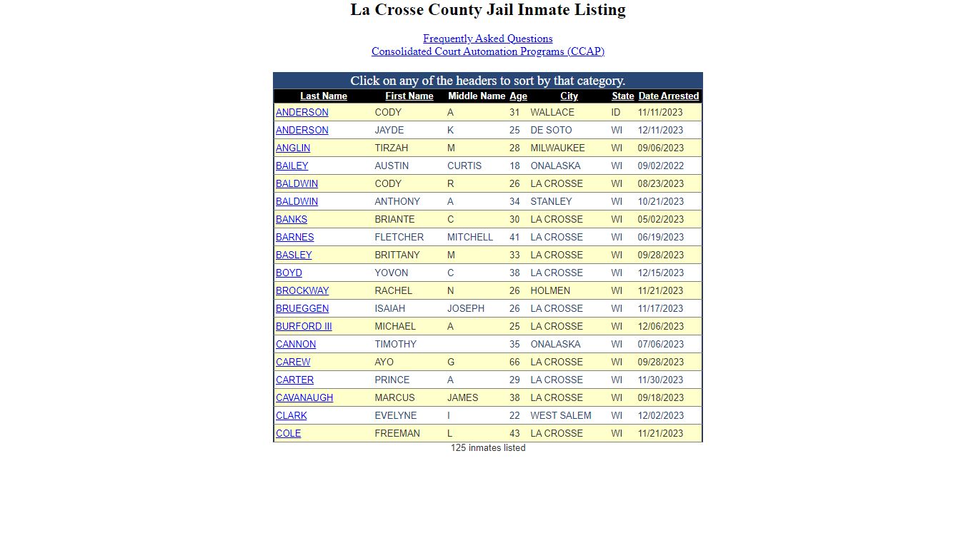 Inmate Locater-Version: 2021.9.14.0 - La Crosse County, Wisconsin