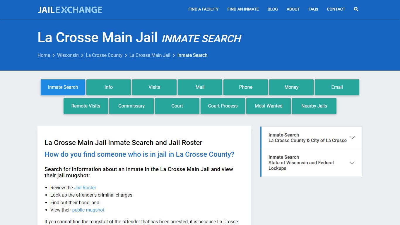 Inmate Search: Roster & Mugshots - La Crosse Main Jail, WI